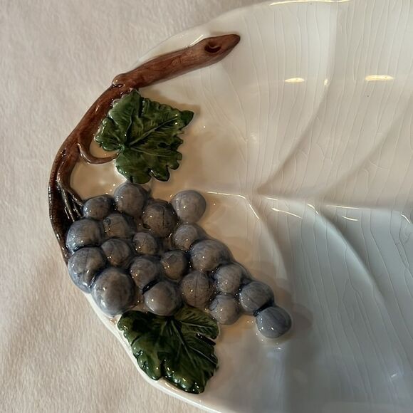 Creazioni Originali Italy Serving Tray Dish 9 1/2 X 6 1/4 Ceramic Grape Vine - Picture 4 of 8